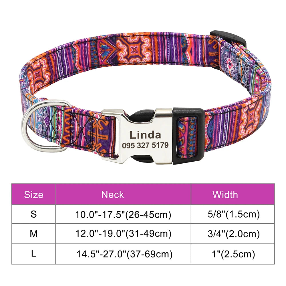Personalized Nylon Dog Collar with Free Engraved ID Tag