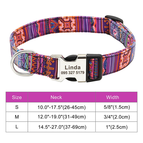 Personalized Nylon Dog Collar with Free Engraved ID Tag