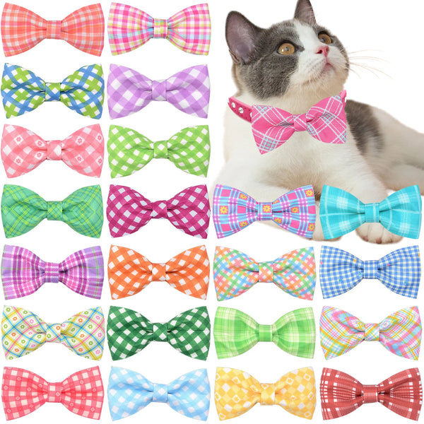 50/100pcs Removable Spring Plaid Dog Bowties