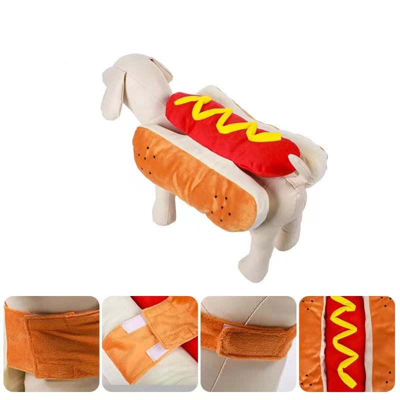 Hot Dog Halloween Costume for Dachshunds, Adjustable Pet Party Outfit