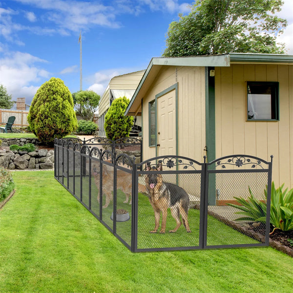 8-Panel Heavy Duty Dog Playpen – Indoor/Outdoor Metal Puppy Fence with Waterproof Whelping Pad
