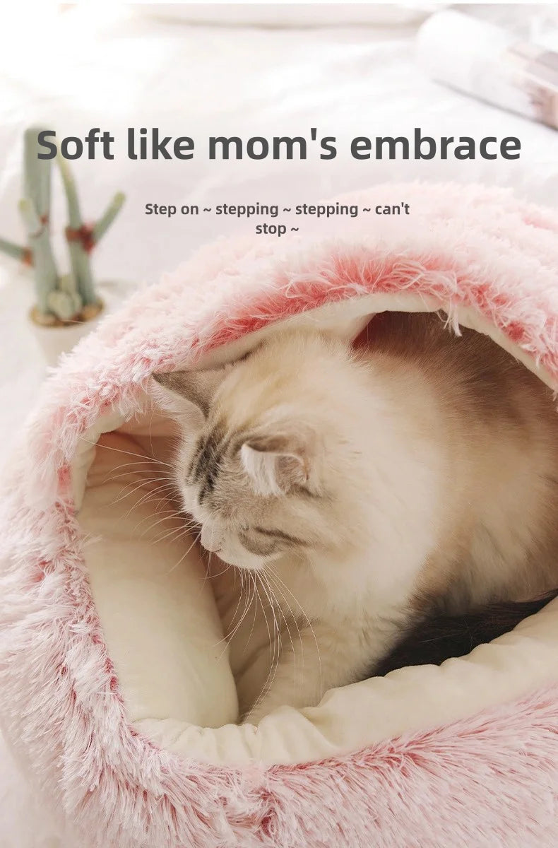 Soft Plush Semi-Enclosed Pet Bed