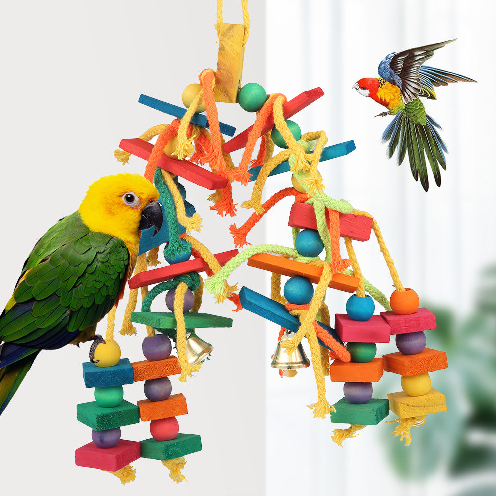Wood & Cotton Rope Parrot Toy