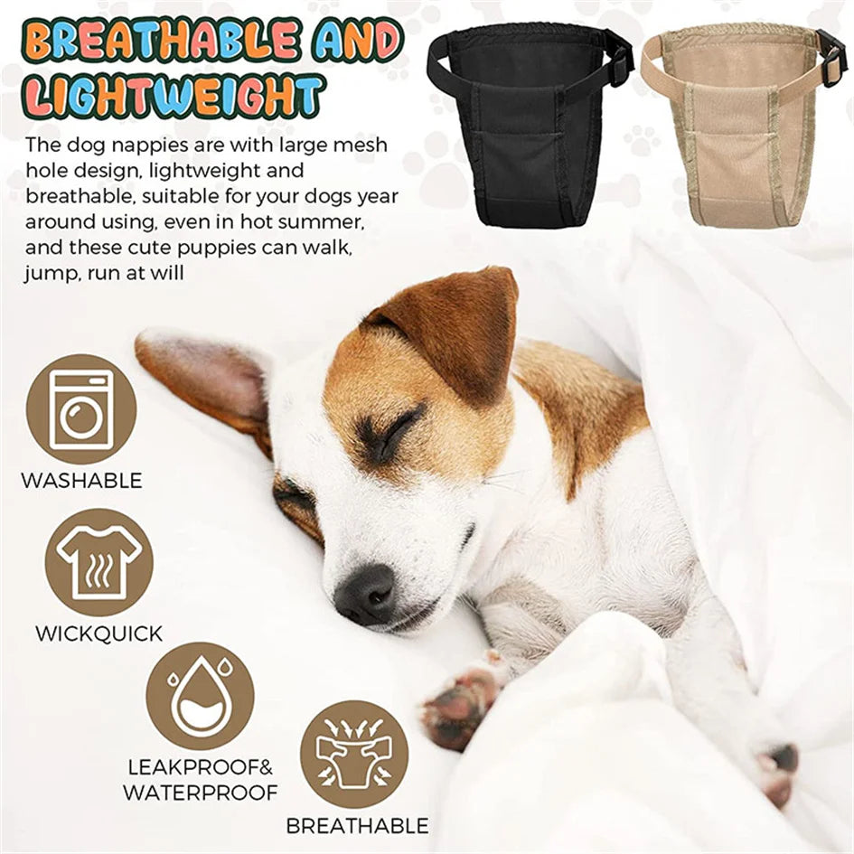 Female Dog Washable Diaper Pants with 8 Sanitary Pads, Anti-Harass Physiological Nappies
