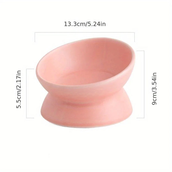 Ceramic Raised Cat Bowl Set — Elevated Stress-Free Feeding Tray for Cats & Small Dogs
