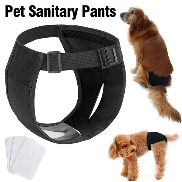 Adjustable Dog Sanitary Pants with 3 Diapers – for Female Dogs