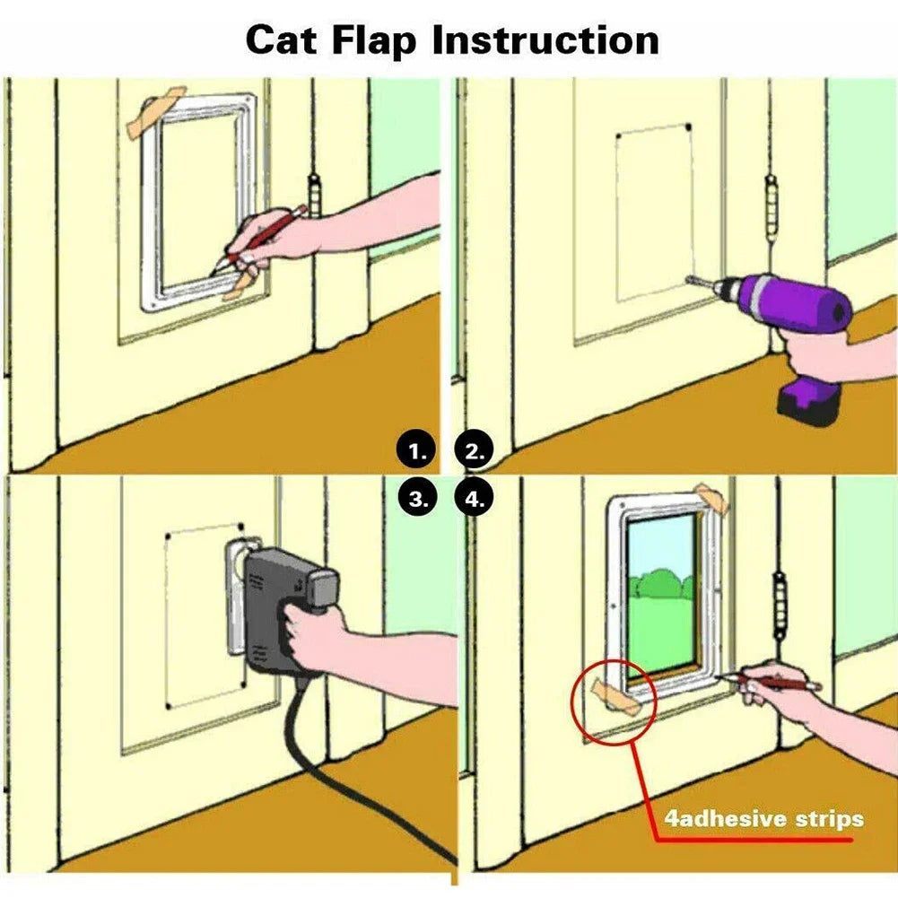 Pet Flap Door with 4-Way Security Lock