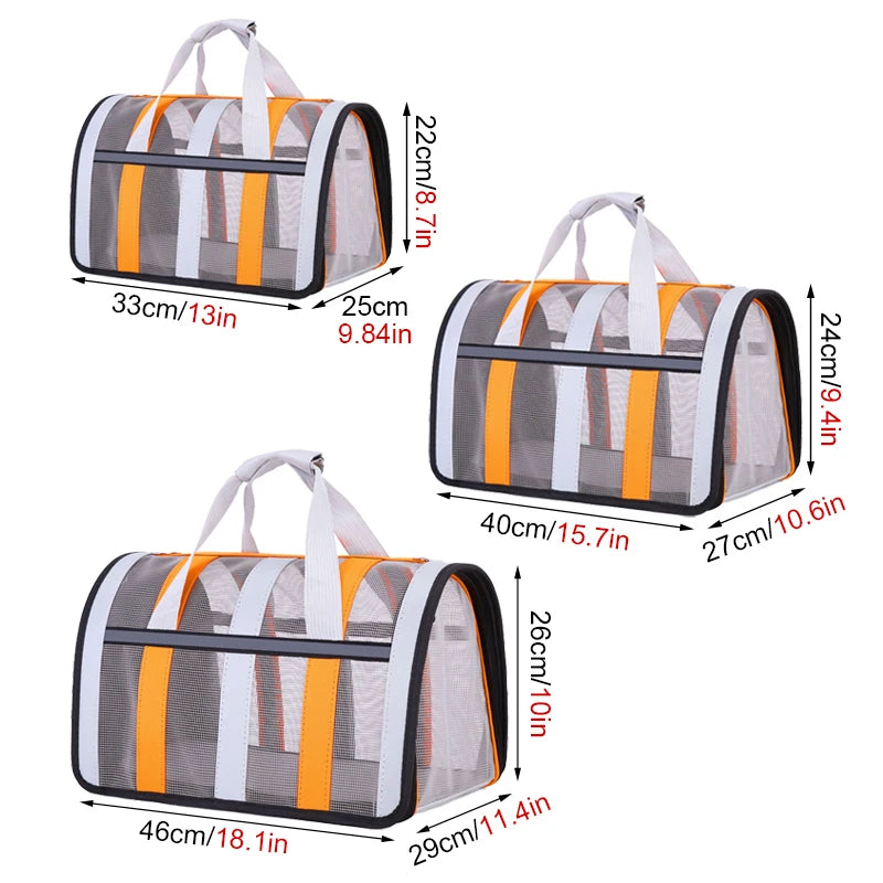 Foldable Portable Pet Carrying Handbag, Mesh Travel Cage for Small & Medium Dogs and Cats