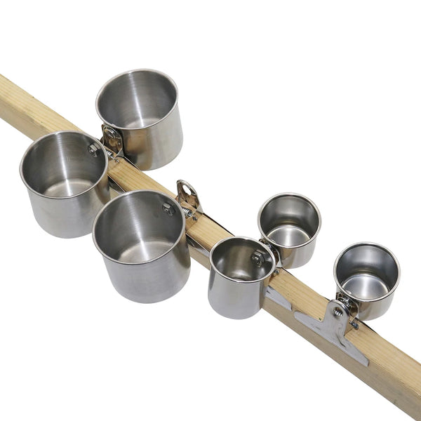 Stainless Steel Bird Feeder with Clip, Single & Double Cup Options for Parrots and Small Birds