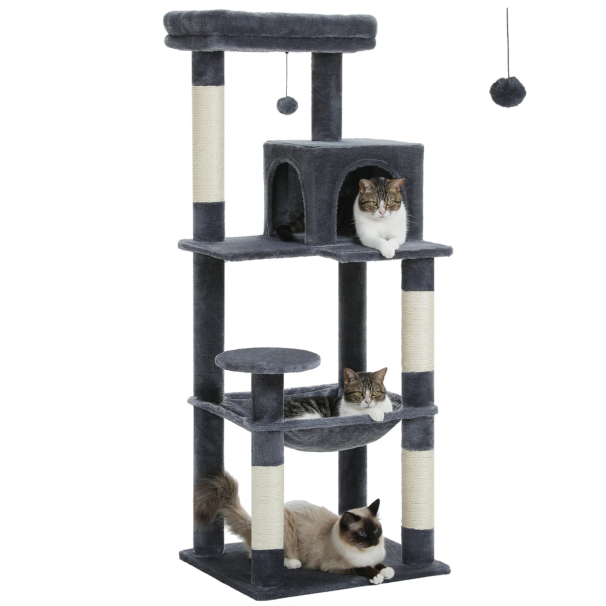5-Level Cat Tree Tower for Large Cats with Hammock, Condo & Scratching Posts