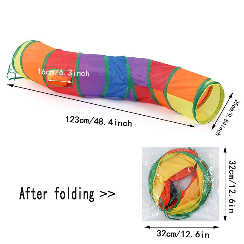 Foldable Cat Tunnel Toy, Indoor S-Type Play Tunnel with Crinkle Paper for Cats & Kittens