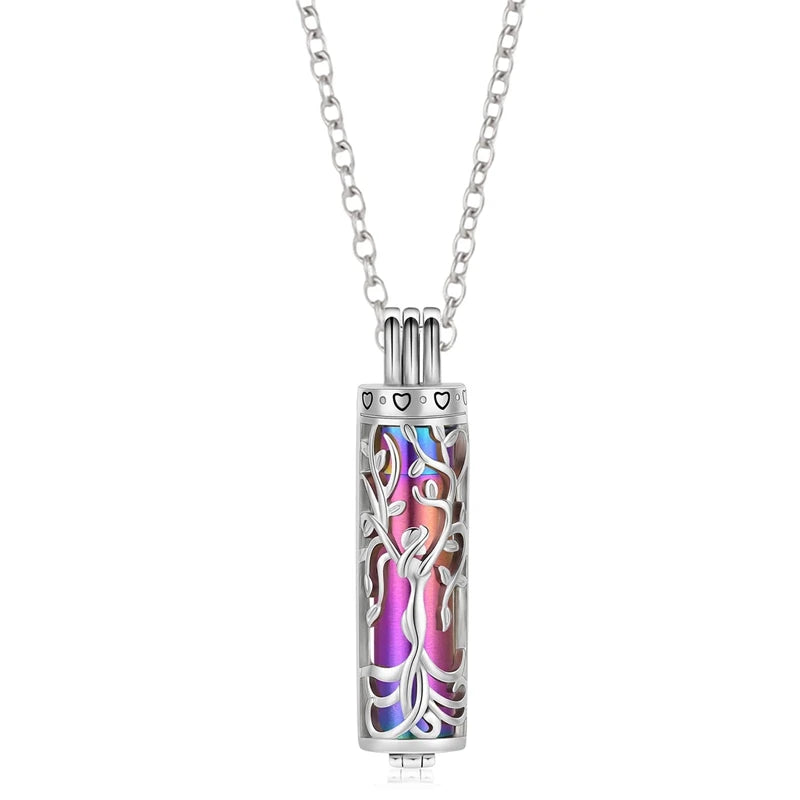 Tree of Life Cylinder Urn Necklace – Memorial Ashes Keepsake Jewelry