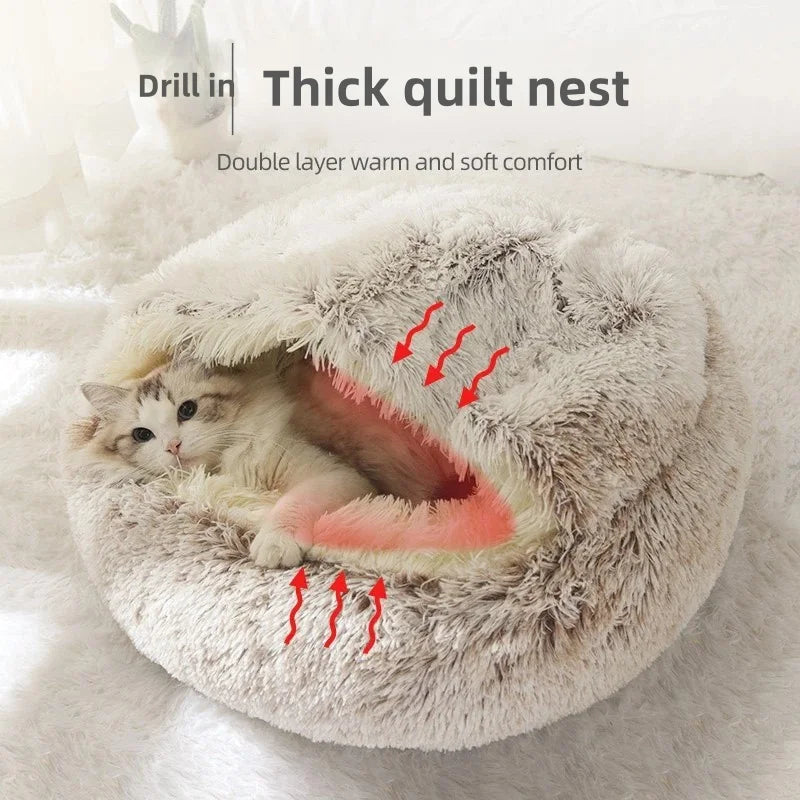 Soft Plush Semi-Enclosed Pet Bed