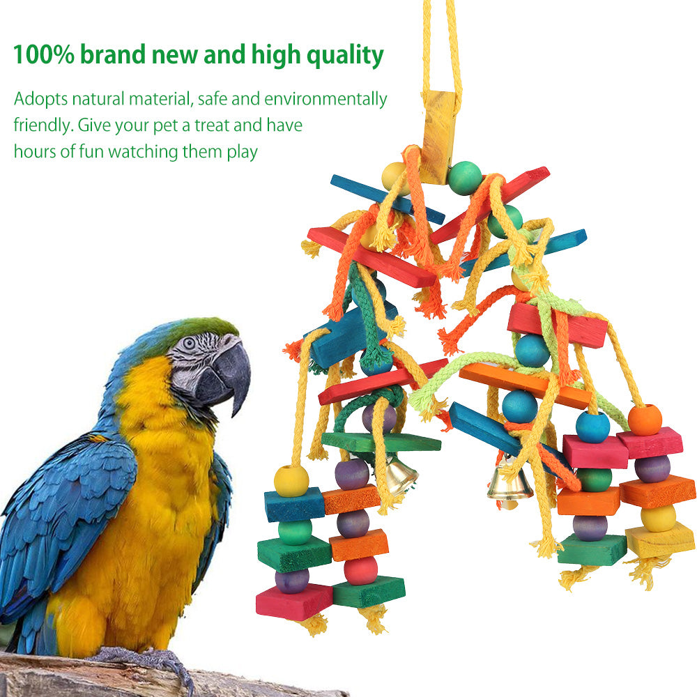 Wood & Cotton Rope Parrot Toy