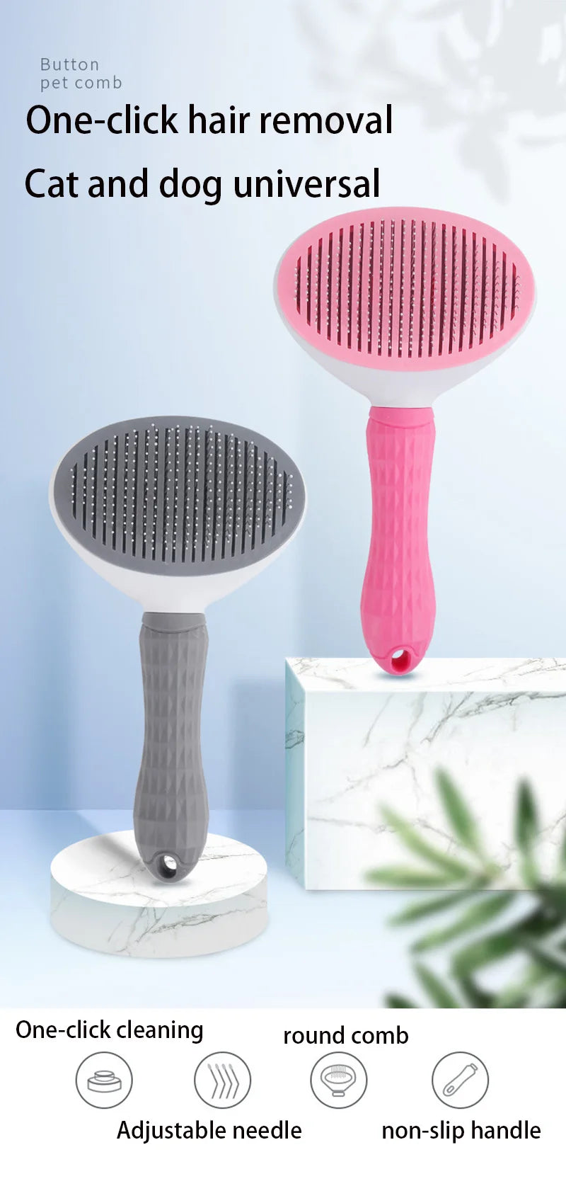 Pet Grooming Brush for Dogs & Cats, Stainless Steel Comb for Long Hair and Shedding Care