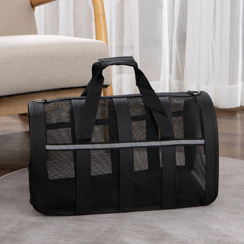 Foldable Portable Pet Carrying Handbag, Mesh Travel Cage for Small & Medium Dogs and Cats