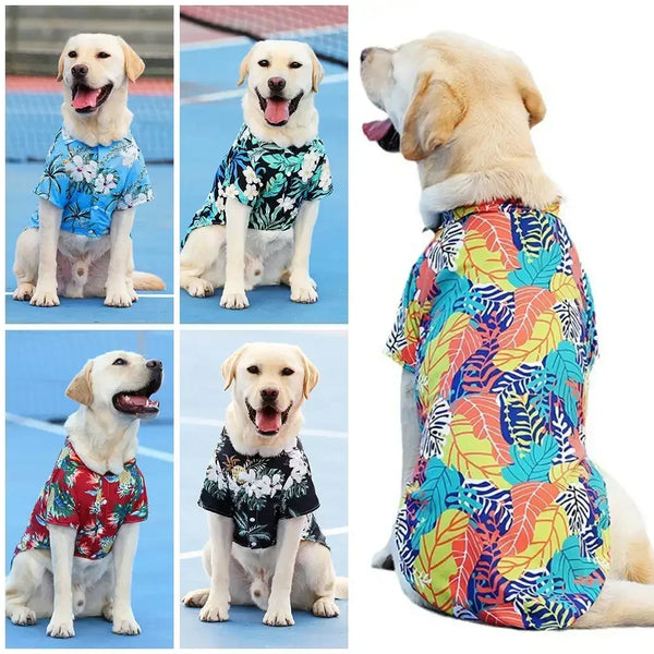 Hawaiian Style Summer T-Shirt for Medium & Large Dogs, XL–5XL Printed Pet Shirt