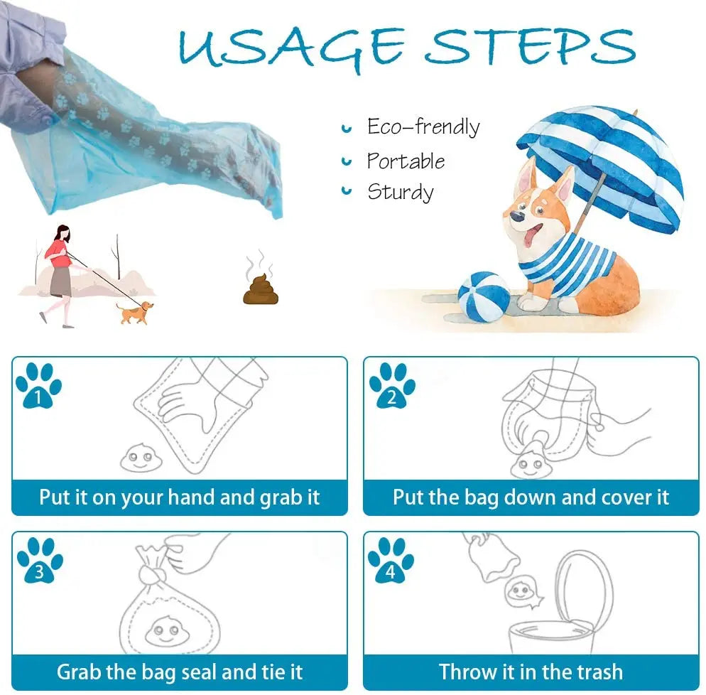 Portable Printed Pet Poop Bags for Dog Walking