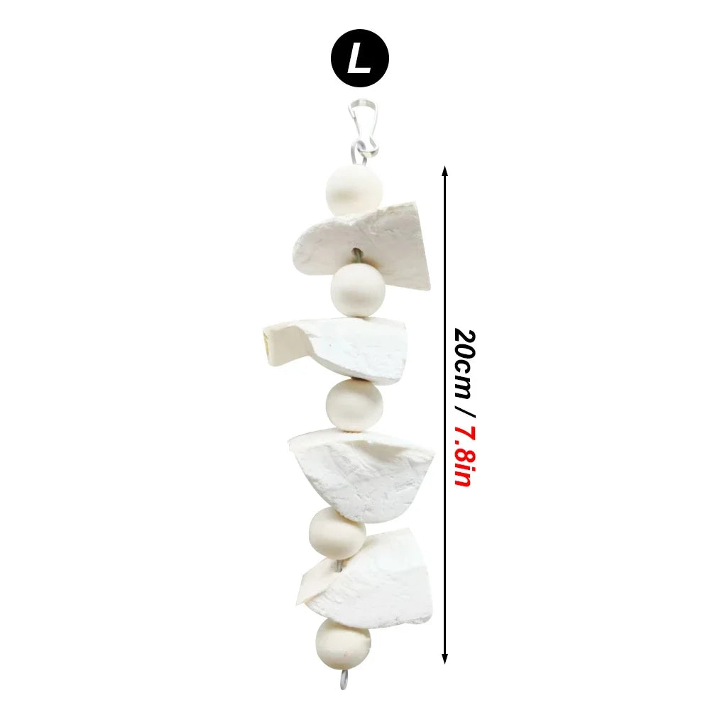 Cuttlefish Bone Hanging Chew Toy — Calcium Supplement & Beak Care for Birds & Small Pets