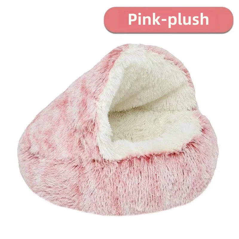 Soft Plush Semi-Enclosed Pet Bed