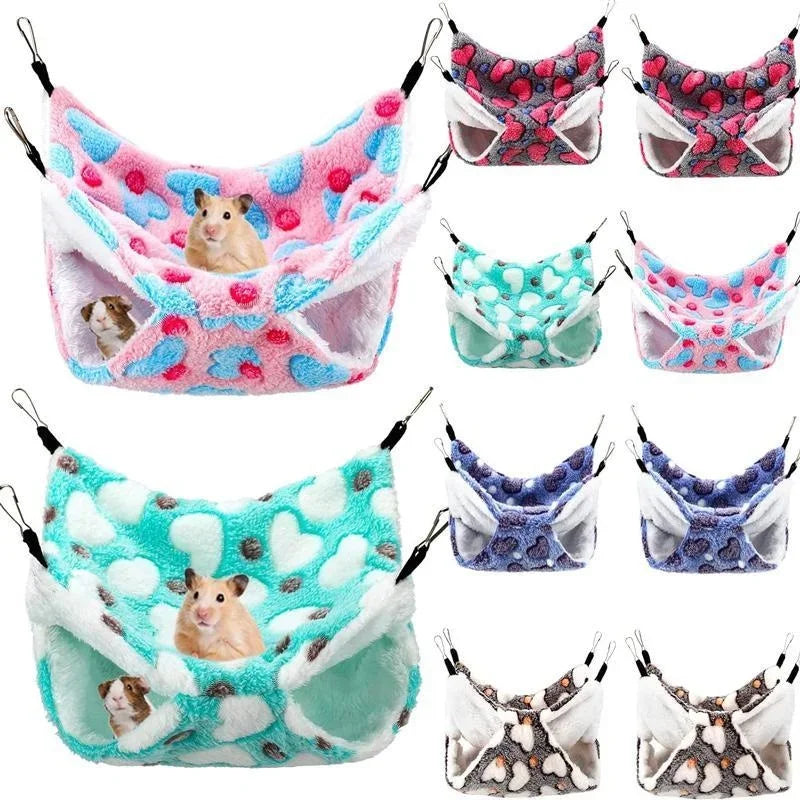 Double-Layer Fleece Hanging Hammock for Guinea Pigs & Small Pets