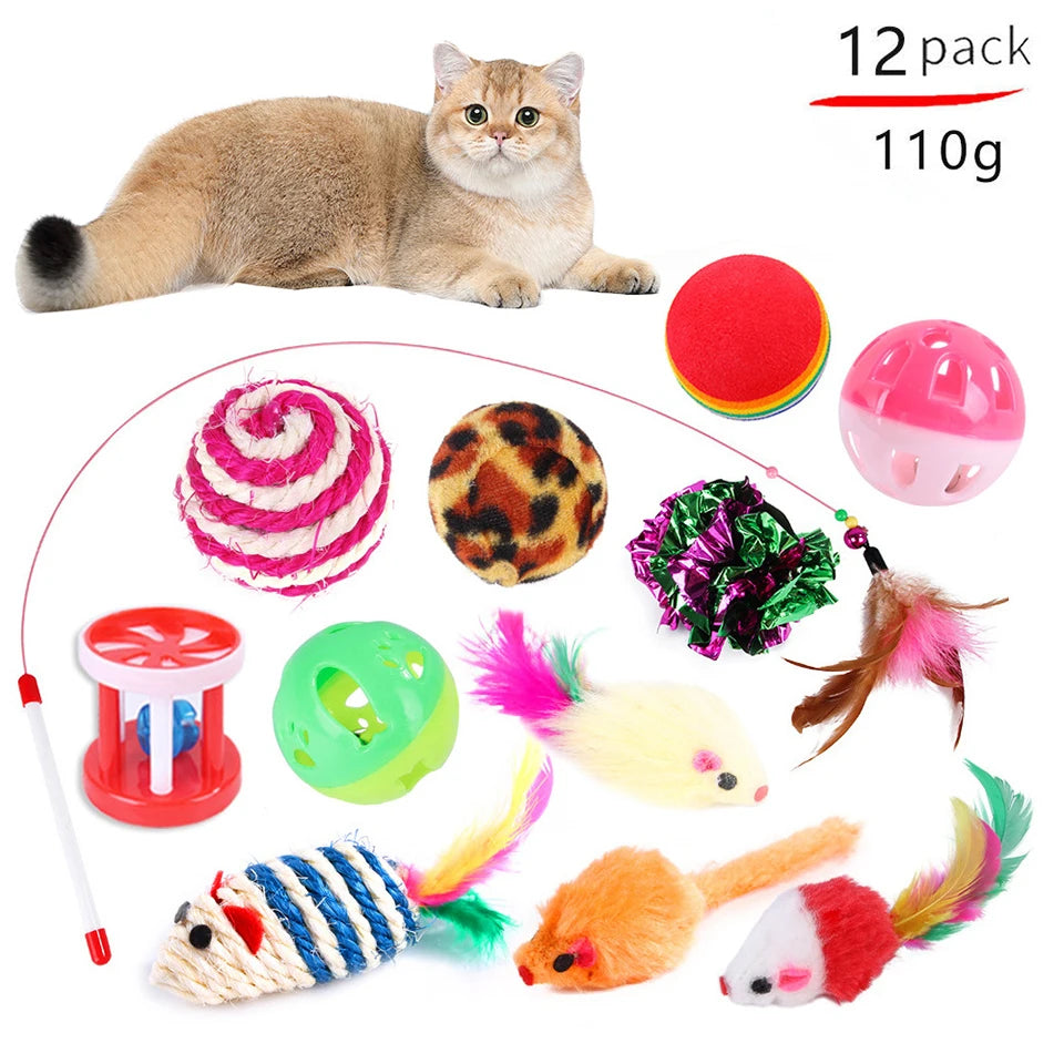 Cat Toy Variety Set with Teaser Sticks, Mice & Balls