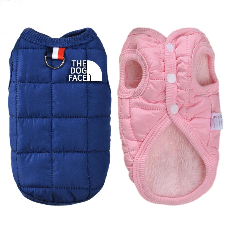 Designer Winter Dog Coat – Trendy Warm Pet Jacket with 3D Logo