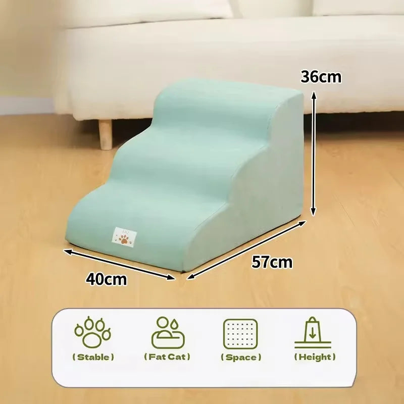 2/3 Step Memory Foam Pet Stairs with Washable Cover & Non-Slip Base