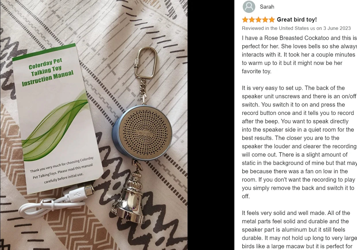 Interactive Talking Training Toy for Parrots — Voice Recording & Playback