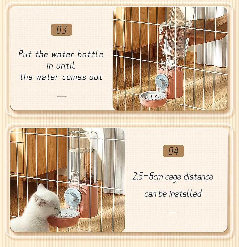 Automatic Hanging Pet Feeder with Water Bottle & Food Dispenser