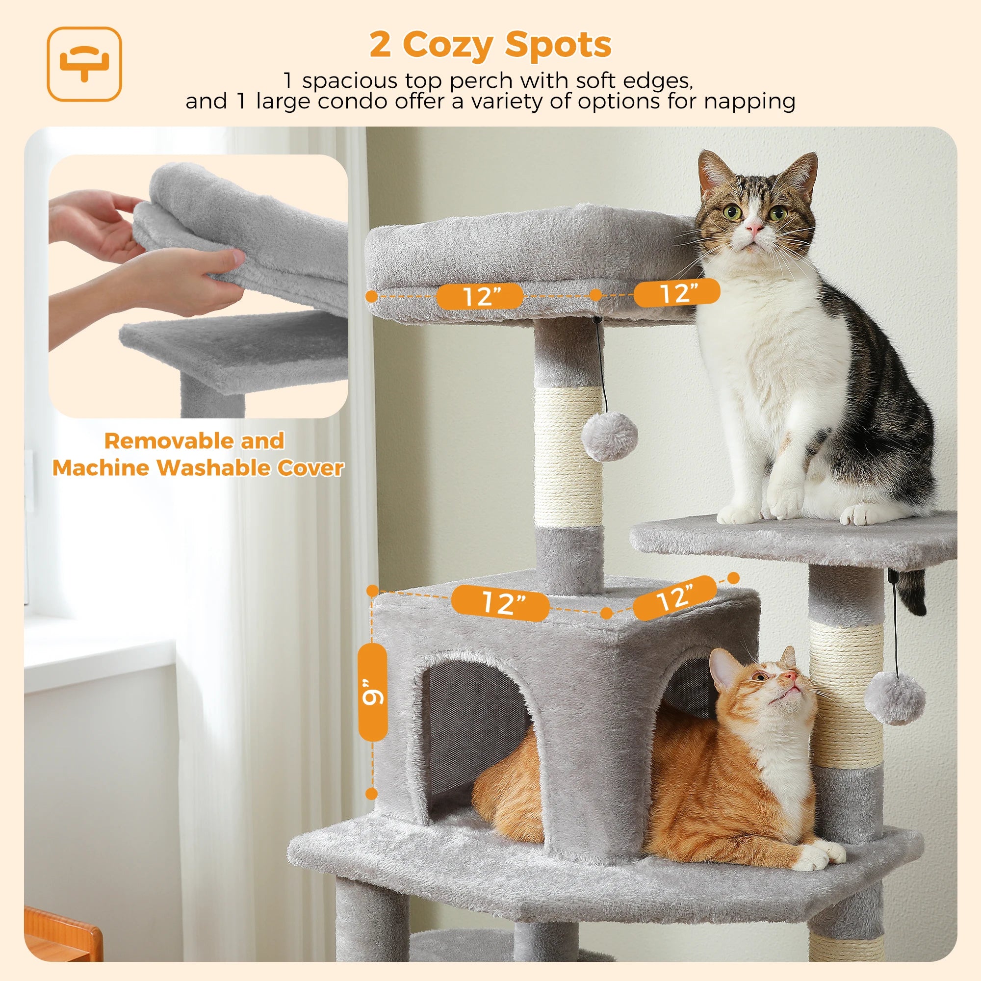 184cm Large Cat Tree Tower with Hammock, Scratching Posts & Condos