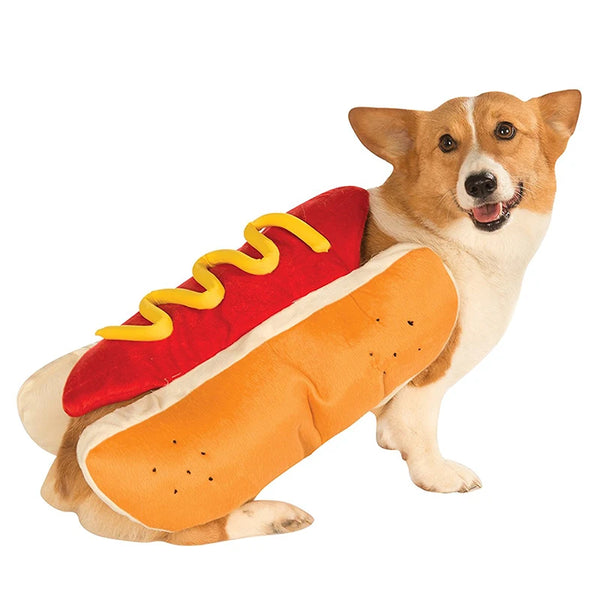 Funny Hot Dog Halloween Costume for Dogs & Cats, Adjustable Pet Party Outfit