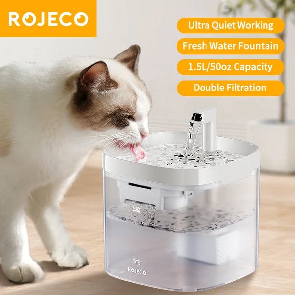 ROJECO Smart Automatic Pet Water Fountain with Recirculating Filter for Cats & Dogs