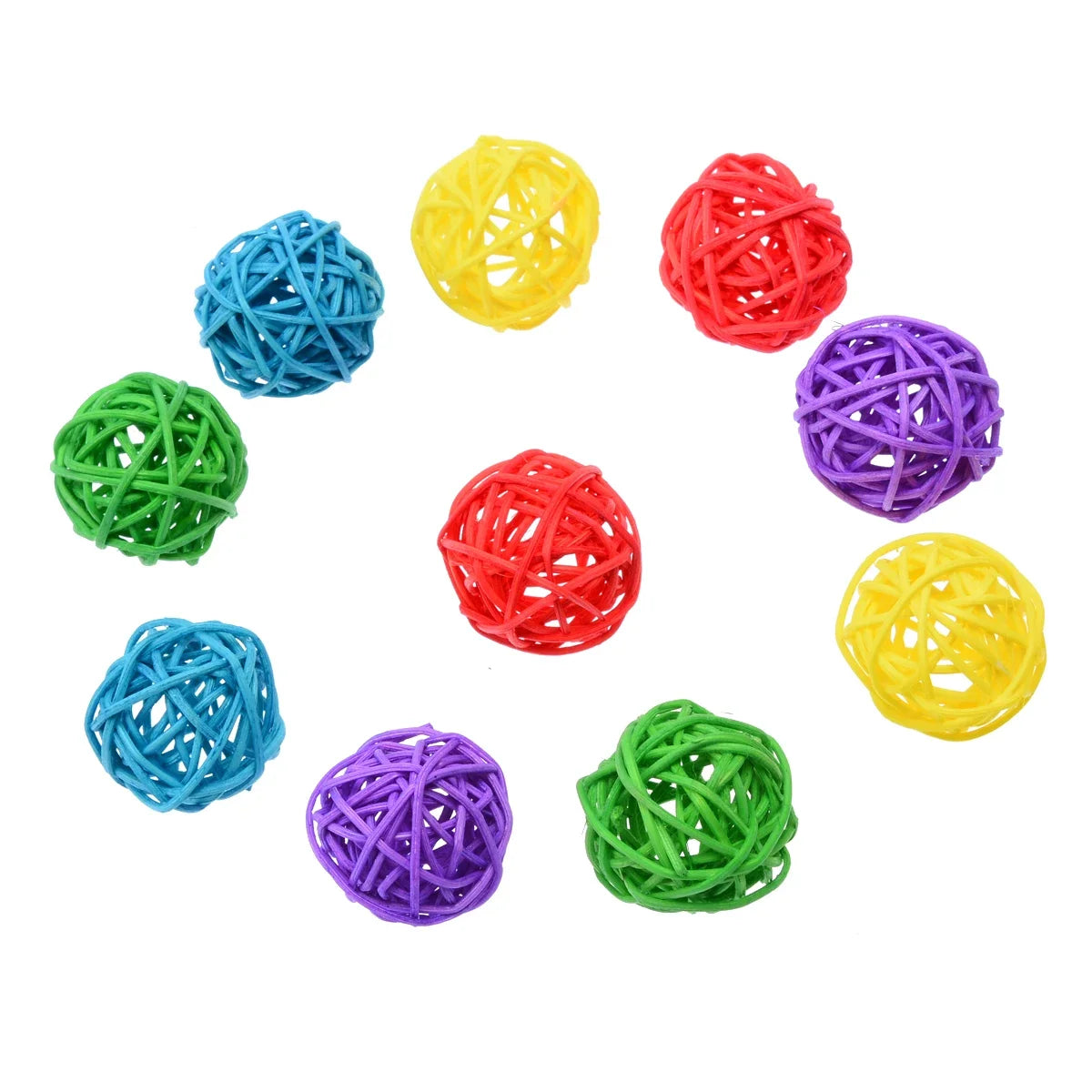 10pcs Colorful Sepak Takraw Parrot Chew Balls — Foot & Beak Toys for Birds