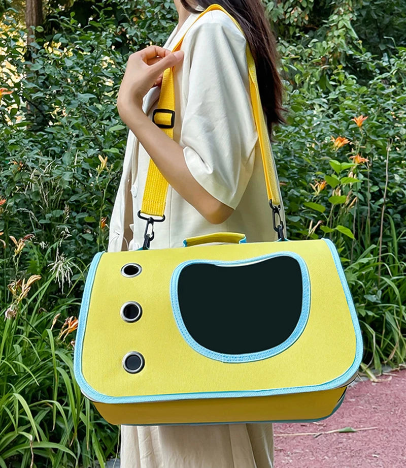 Portable Foldable Pet Carrier Bag for Small Dogs & Cats, Breathable Shoulder Travel Bag