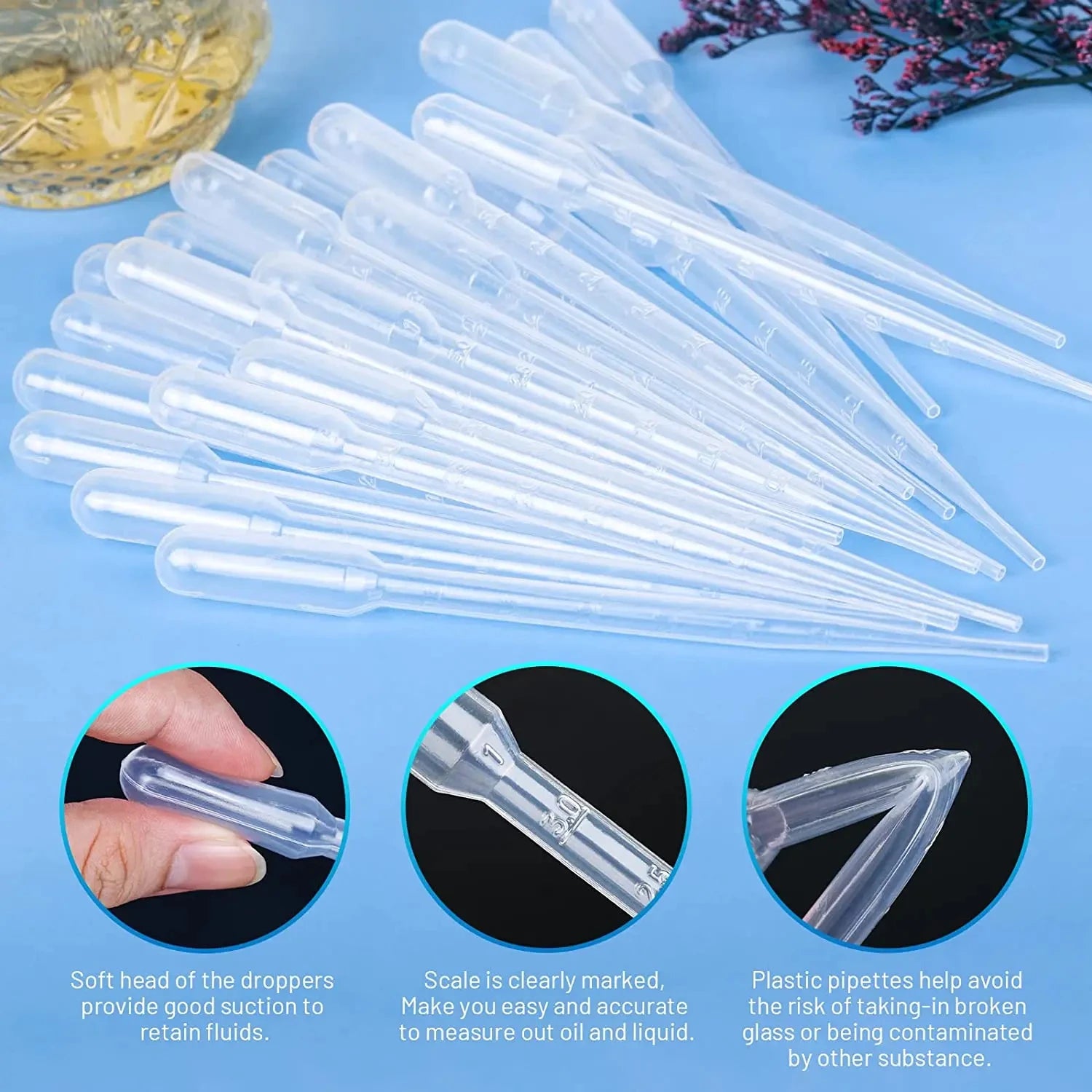 Disposable Plastic Graduated Pipettes – 1ml/2ml/3ml/5ml Dropper Set f