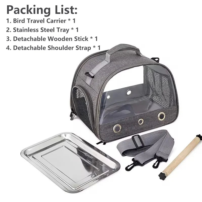 Portable Bird Travel Carrier with Stainless Steel Tray