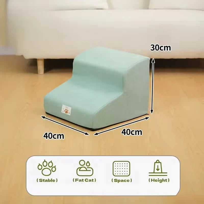 2/3 Step Memory Foam Pet Stairs with Washable Cover & Non-Slip Base