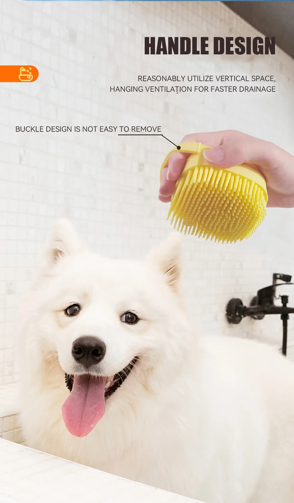 Dog & Cat Bath Brush — Silicone Grooming Tool with Shampoo Dispenser