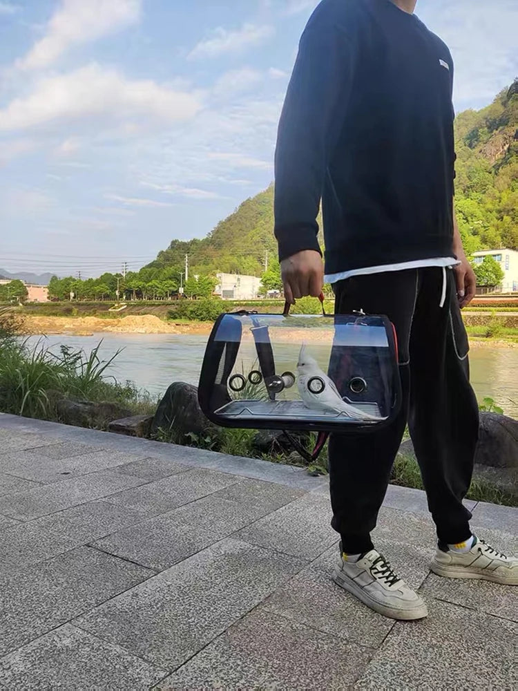 Bird Travel Carrier Backpack with Perch – Breathable Outdoor Parrot Transport Bag