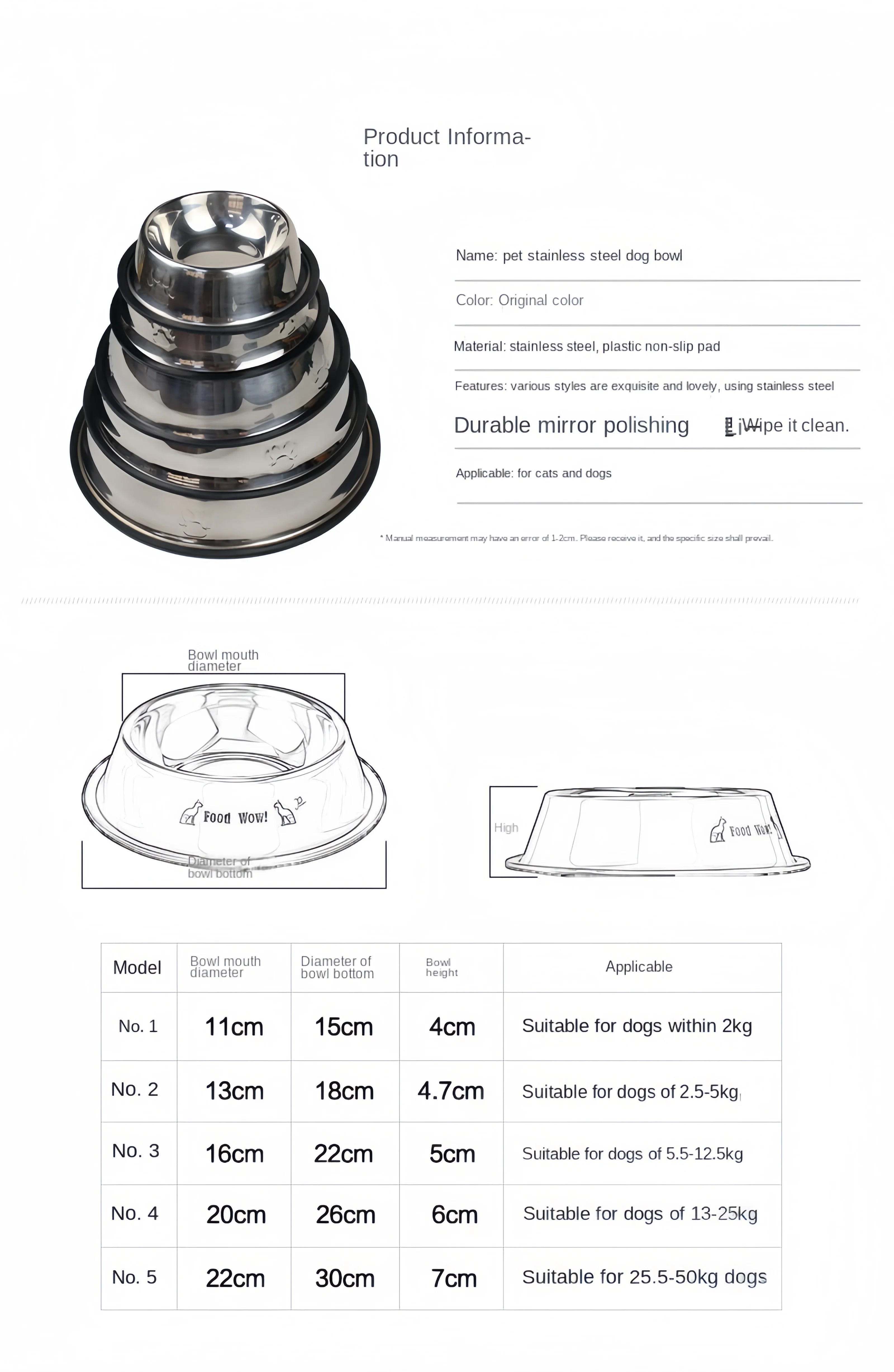 Stainless Steel Pet Feeding Bowl
