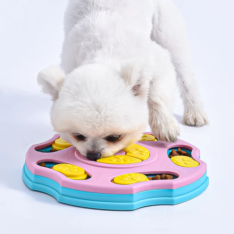 Interactive Dog Puzzle Slow Feeder Toy, IQ Training Food Dispenser Bowl for Dogs & Cats