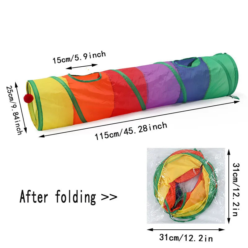 Foldable Cat Tunnel Toy, Indoor S-Type Play Tunnel with Crinkle Paper for Cats & Kittens