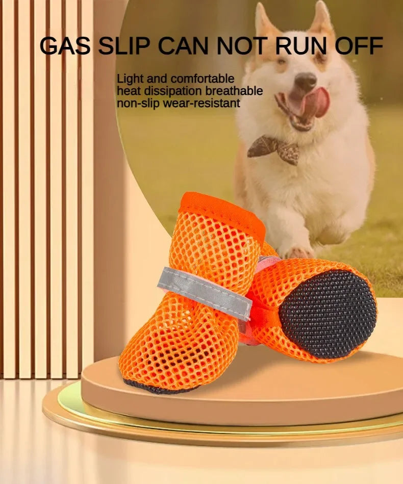 4pcs Non-Slip Breathable Dog Shoes for Small & Medium Pets