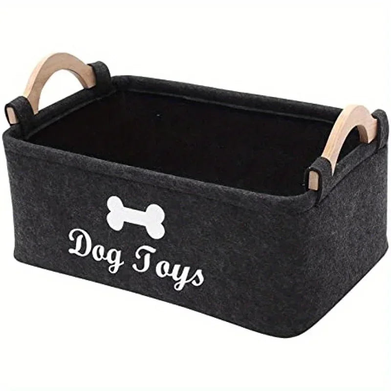 Felt Pet Toy Storage Box, Dog Toy Basket for Organizing Pet Supplies