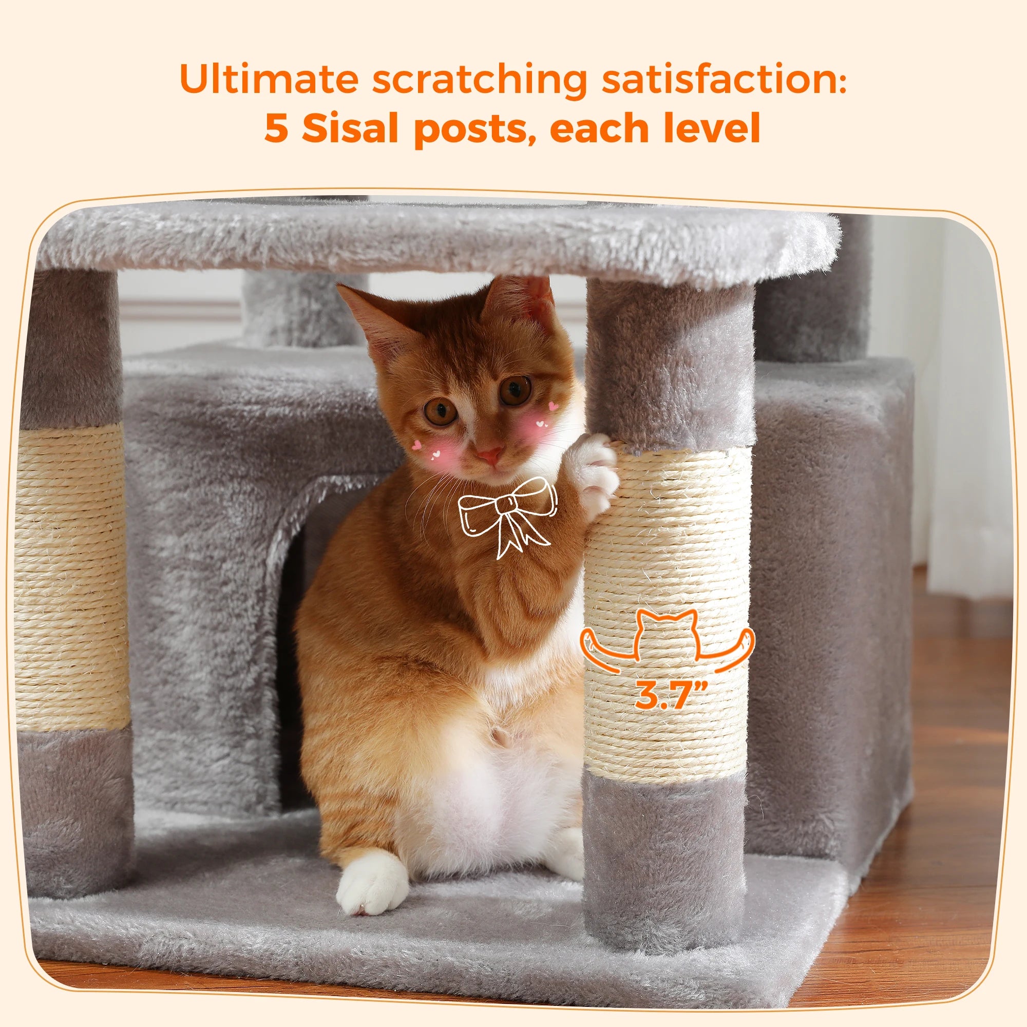 184cm Large Cat Tree Tower with Hammock, Scratching Posts & Condos