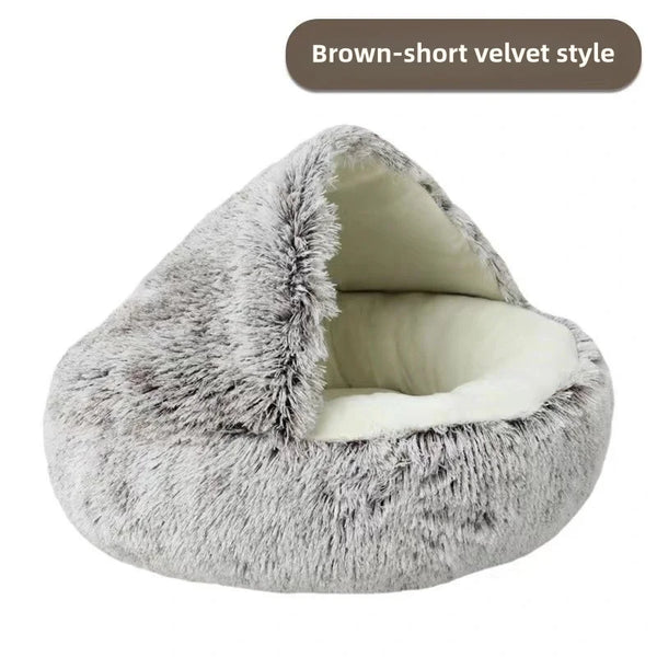 Soft Plush Semi-Enclosed Pet Bed