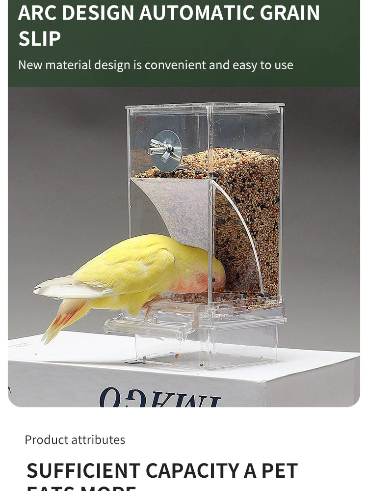 Spill-Proof Automatic Bird Feeder — Splash-Proof Outdoor Feeder for Parrots & Birds