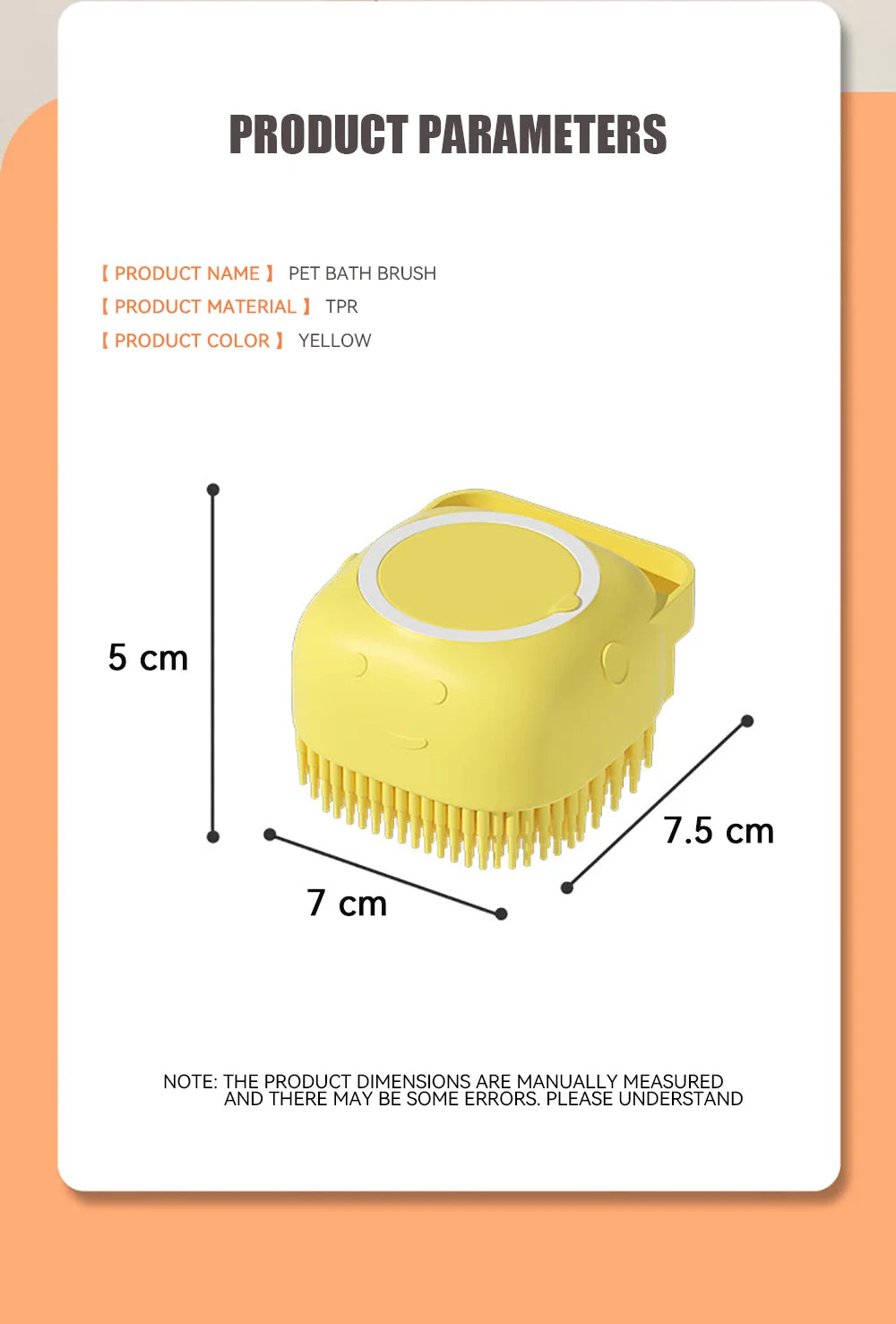 Dog & Cat Bath Brush — Silicone Grooming Tool with Shampoo Dispenser