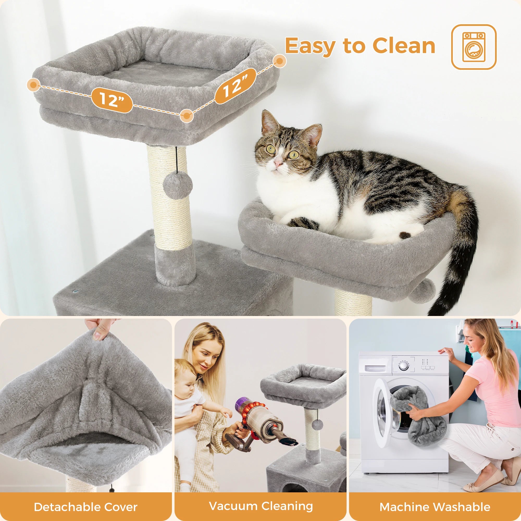 184cm Large Cat Tree Tower with Hammock, Scratching Posts & Condos